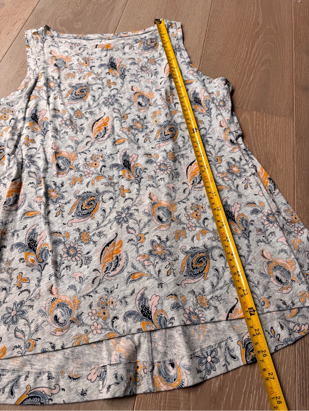 LOFT Paisley Floral Sleeveless Tank Top - Gray, Yellow, Pink - Picture 3 of 3